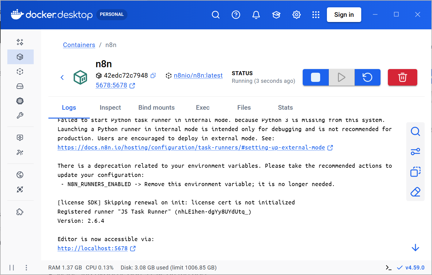 Docker container step 10