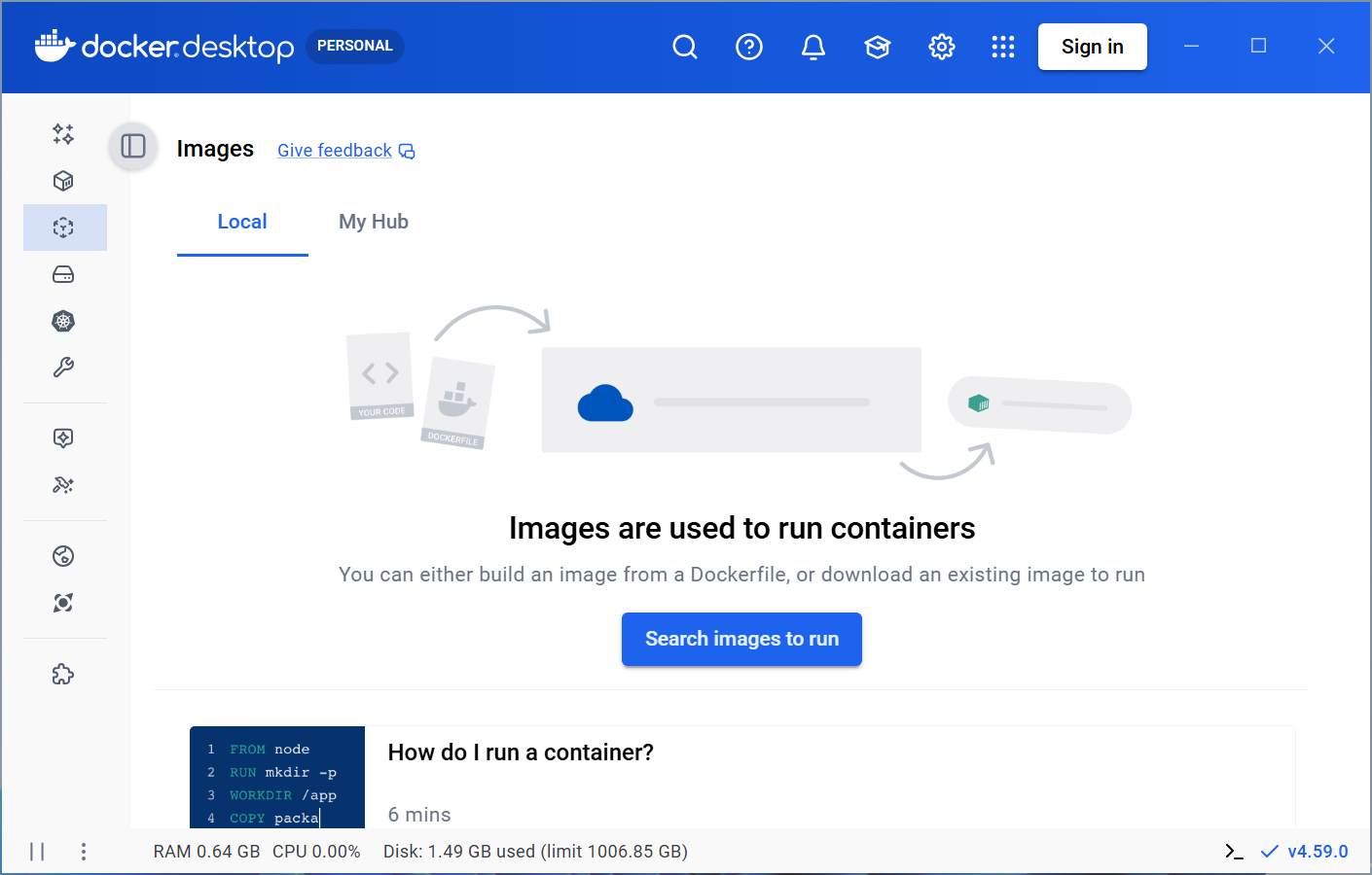Docker container step 4