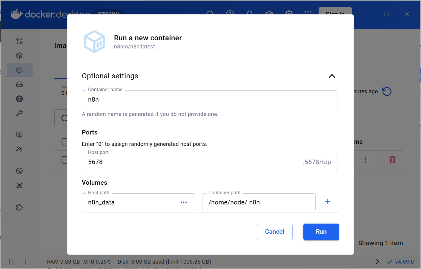 Docker container step 8