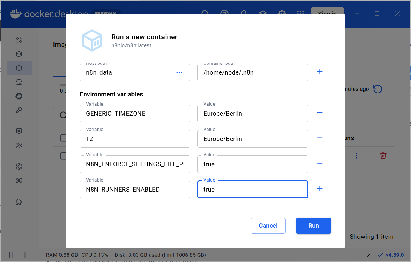Docker container step 9